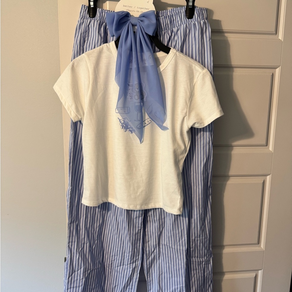 Blue and White Striped Set